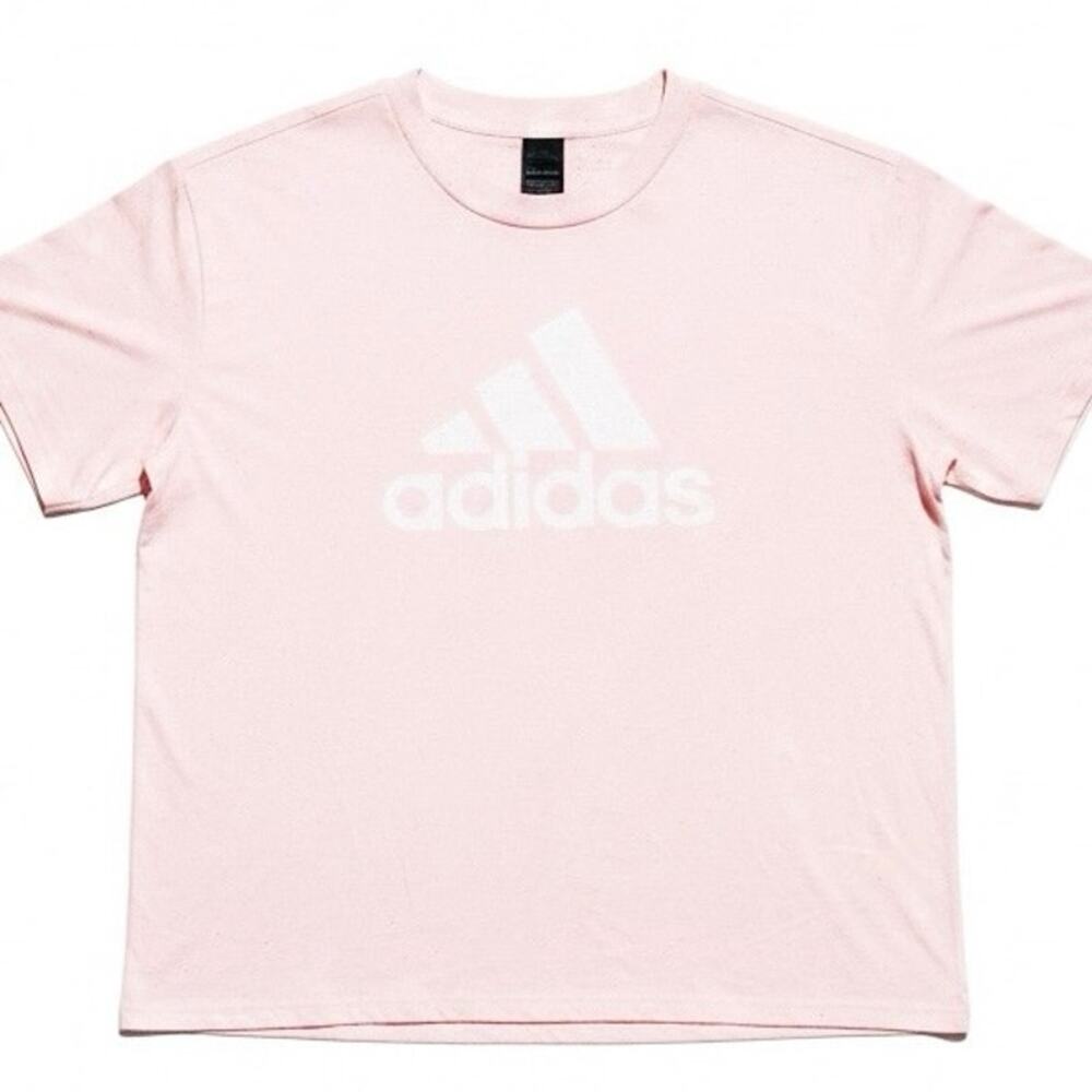 Adidas Women's Pink Neppy Speckle with White Logo Tshirt Short Sleeve Size 3 X